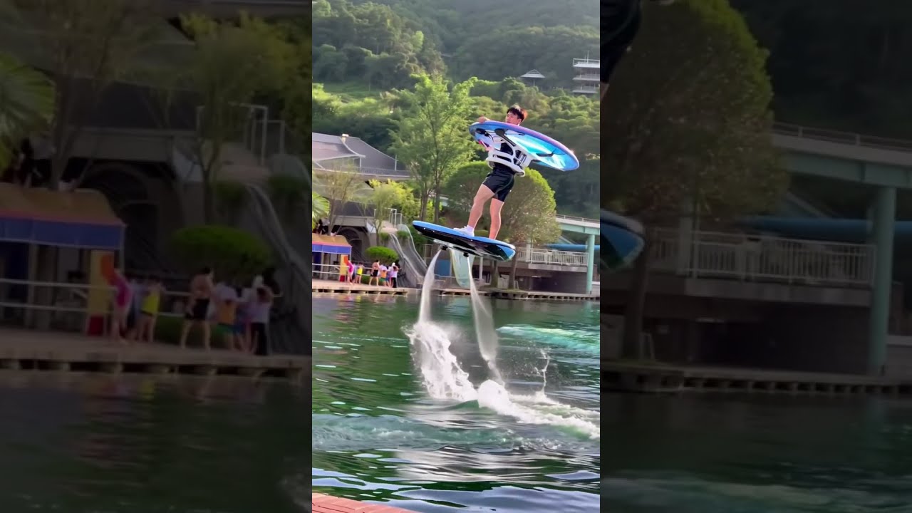 🚀💦 Soaring Above the Waves: Epic Water Flyboard Stunts at the Ultimate Waterpark! 🌊🔥 