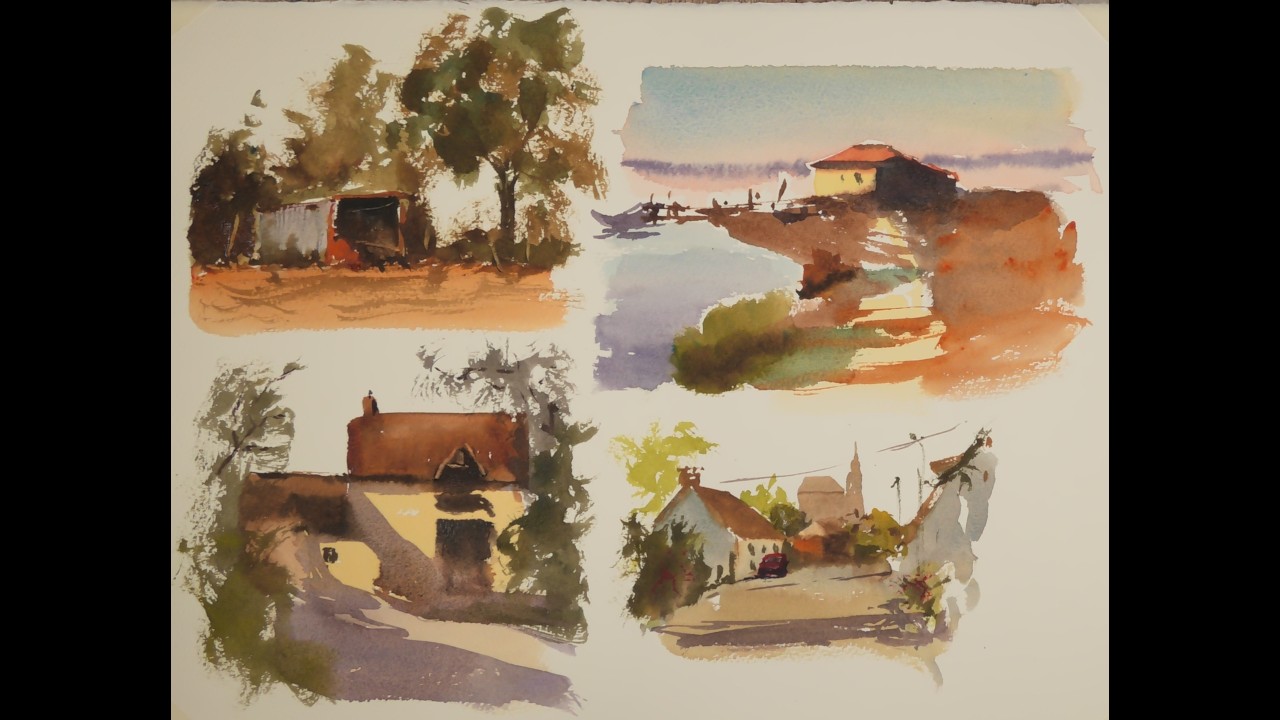Watercolor Landscape Demo, Tottori, Daisen, by Osamu Murata - YouTube