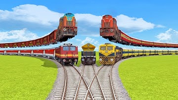 Trains Crossing on BUMPY FORKED RAILROAD Crossing | Train Simulator 2022 | Train Railroad #railroad