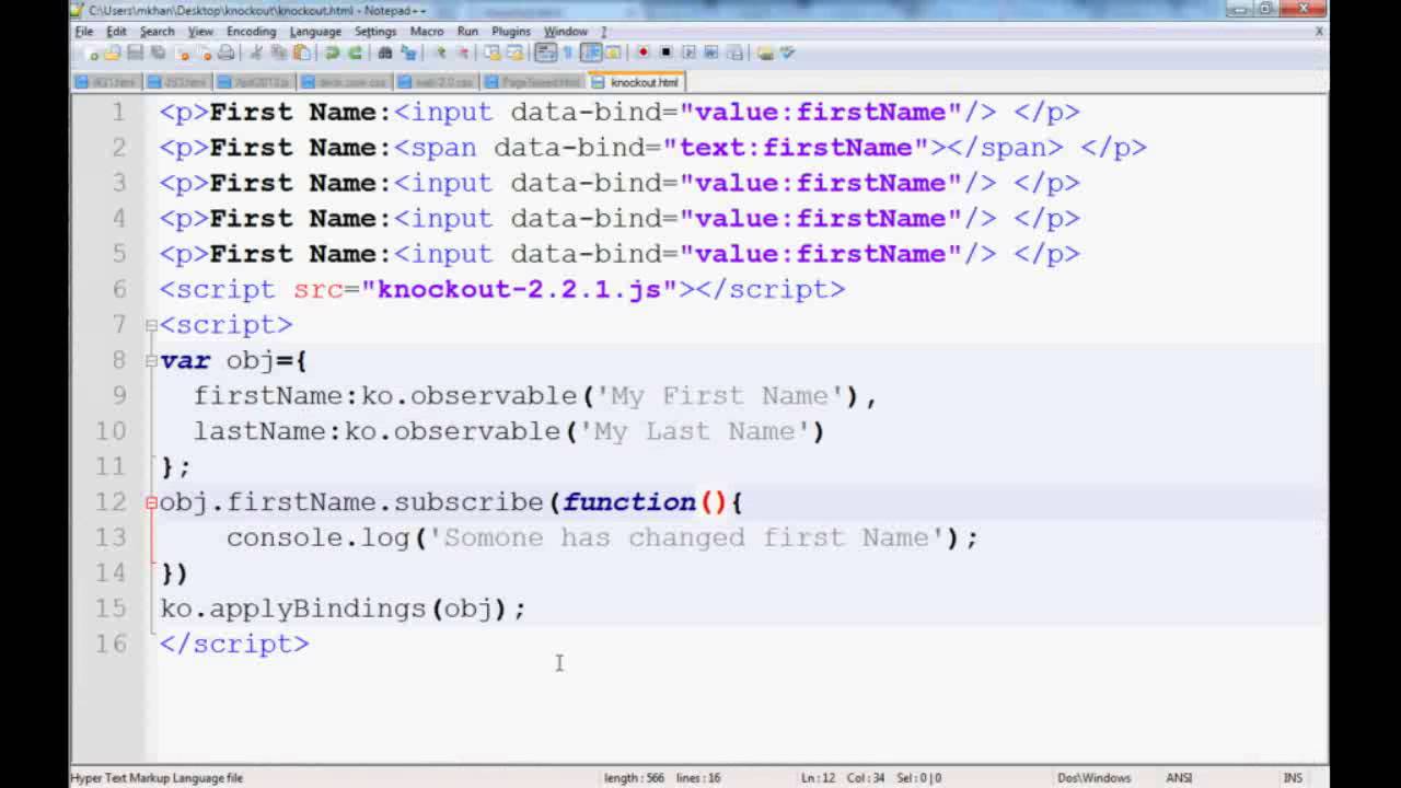 KnockoutJS The Basic for beginner part-4 subscribe and keyup - YouTube