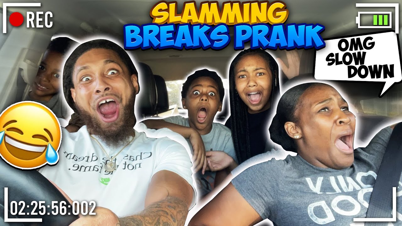 SLAMMING THE BREAKS PRANK ON WIFE *hilarious reaction* YouTube