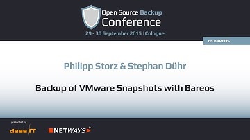 OSBConf 2015 | Backup of VMware snapshots with Bareos by Philipp Storz & Stephan Dühr