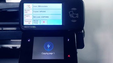 HP LaserJet Pro MFP M521dn, with Sentinel print server software and release station