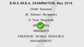 2019 Dcrust MBA 9th Sem Reappear Strategic Human Resource Management Question Paper