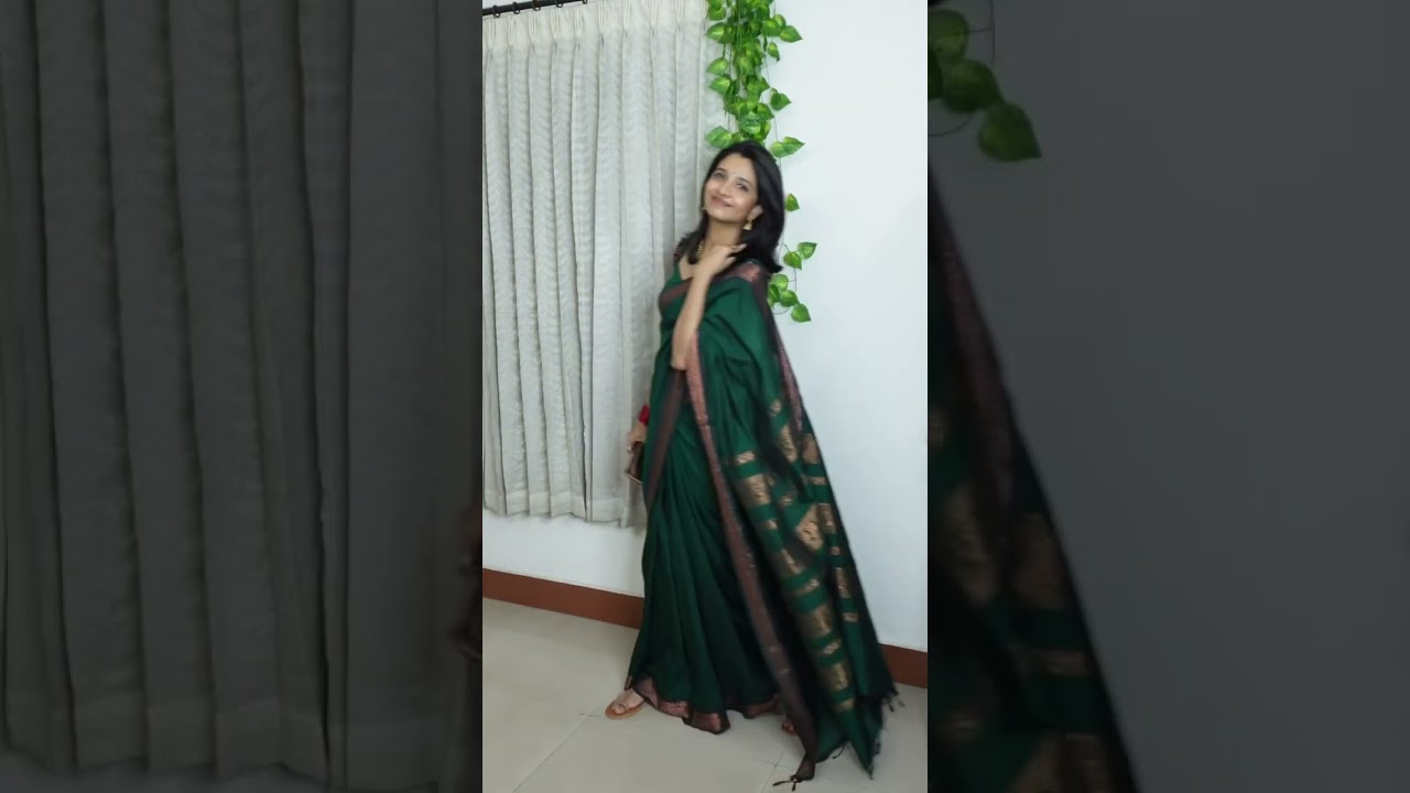Beautiful Dark Green Saree Look ❤️