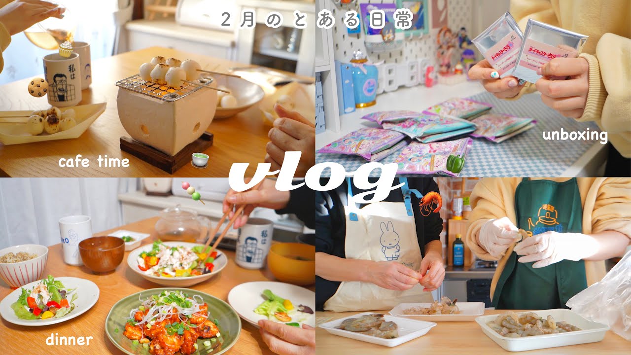 VLOG/とある2月の日常🌨夕暮れ時の炙りだんごと夜ごはん作り/期間限定ふたり暮らし🧺🕯chill out on a cold day