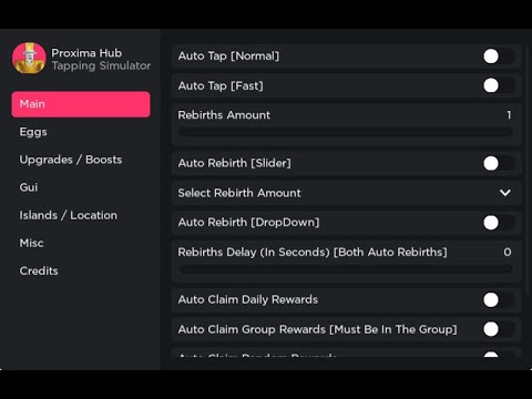 Tapping simulator script auto farm auto rebirt auto open egg and more ...