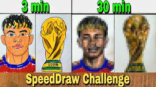 Drawing LAMINE YAMAL and FIFA World Cup Trophy in 30 sec, 3 min, 30 min | FIFA World Cup 2026