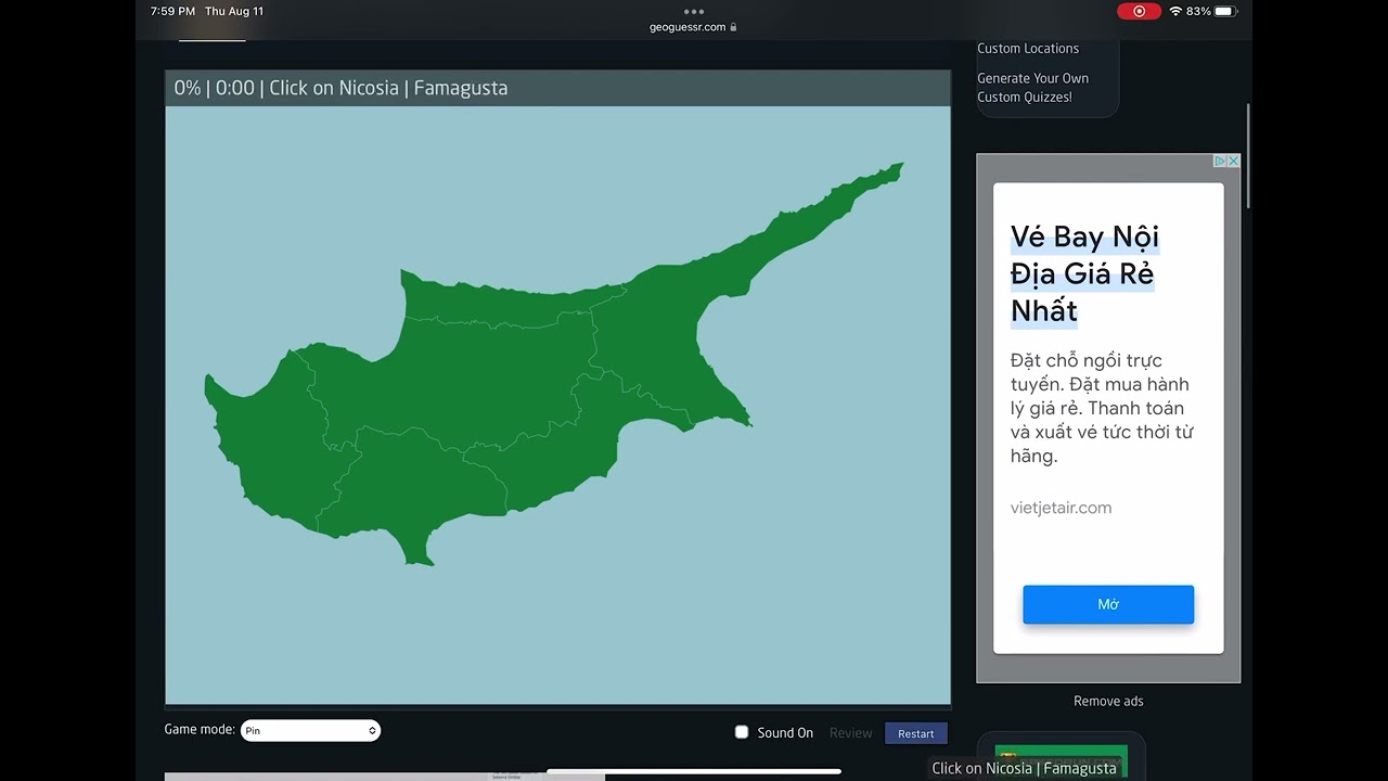 [WR] Seterra - Cyprus: Districts - Pin (shownext=1) (Touch Web) in 