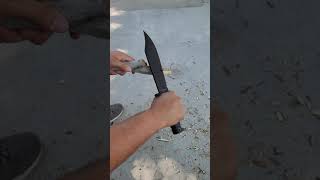 Carving Test - Ontario SP-10 Raider Bowie on Elm
