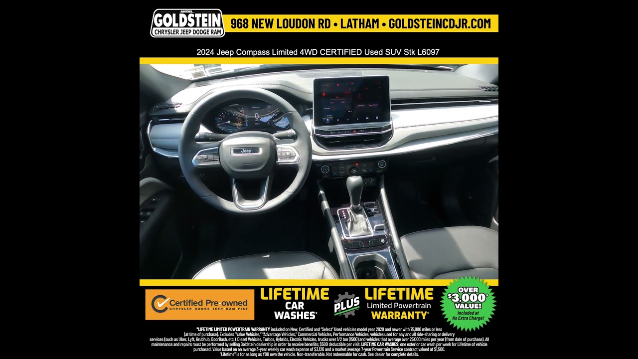 2024 Jeep Compass Limited 4WD CERTIFIED Used SUV Stk L6097