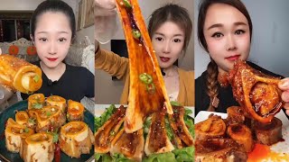 Chinese Food Mukbang Eating Show | Red beef bone marrow | Beef Bone Marrow Challenge #346