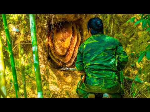 Harvesting beehives, catching river fish, setting forest traps - Solo survival skills