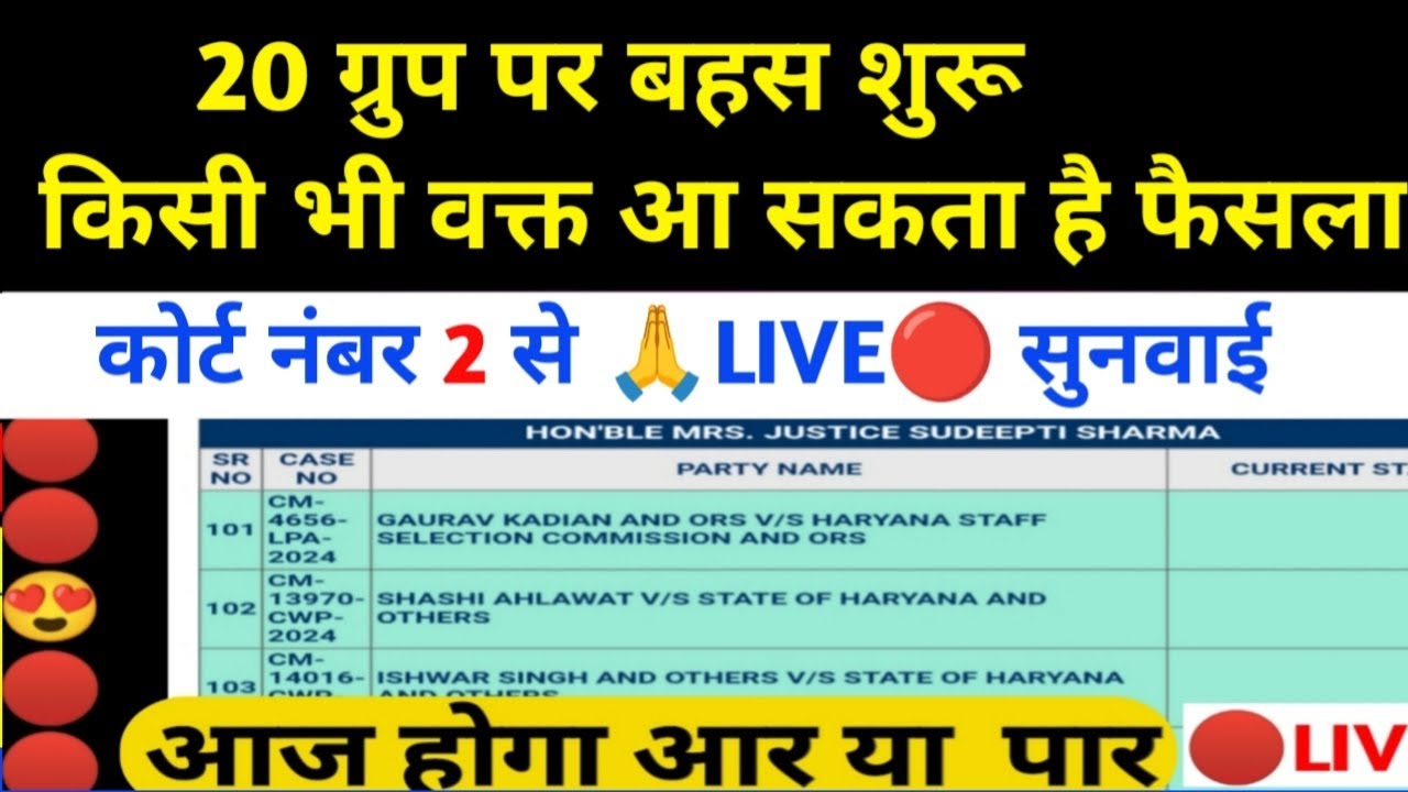 HSSC CET 20 GROUP COURT CASE 🔥 LIVE सुनवाई 🔥COURT NO. 2 से II HSSC CET 24 GROUP COURT CASE UPDATE