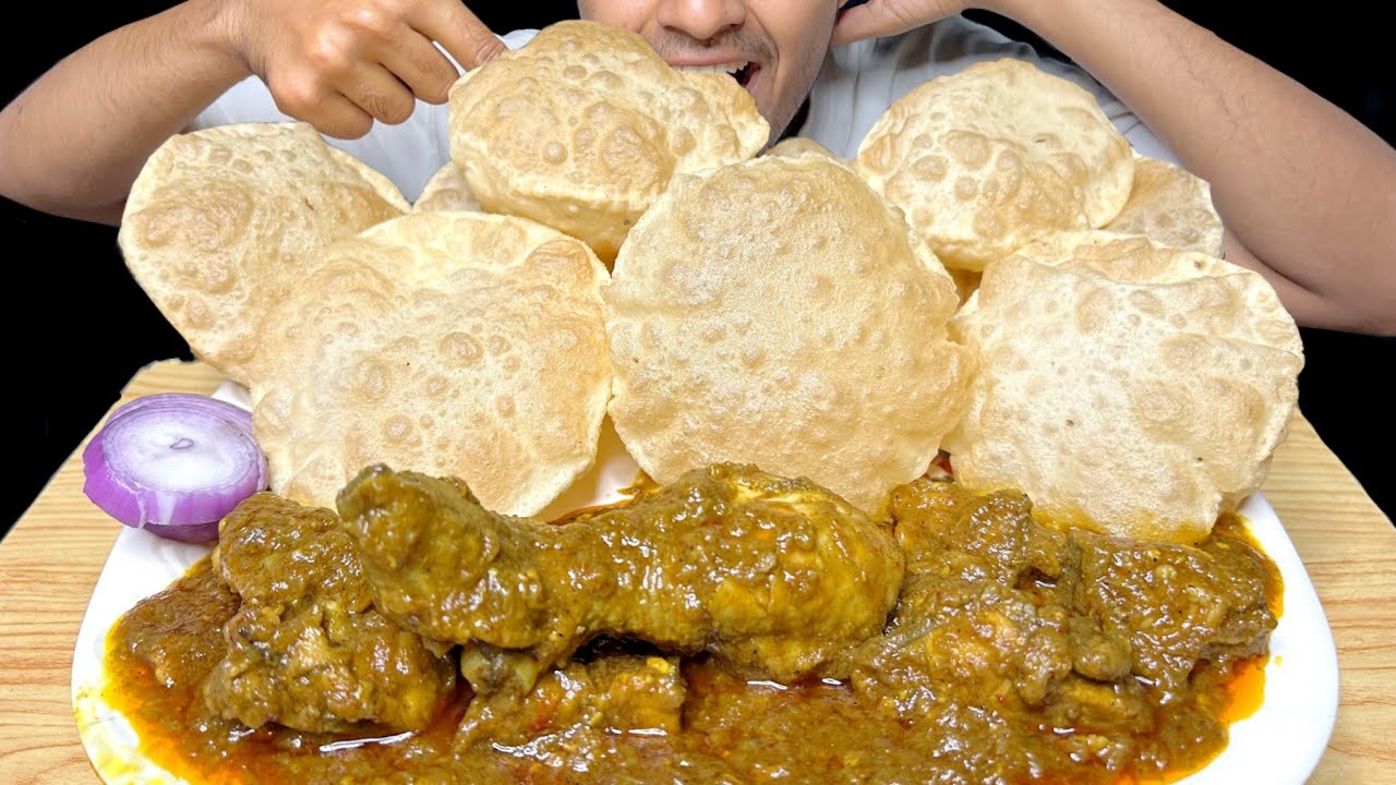 Eating Very Delicious Chicken Curry With Soft Soft Puri Eating So #chicken #food #foodlover 