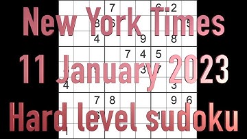 Sudoku solution – New York Times sudoku 11 January 2023 Hard level