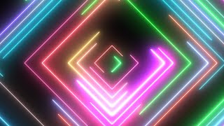 Neon Square Shapes Glow With Moving Electric Laser Light Beams 4k Uhd 60fps 1 Hour  Loop