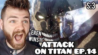 EREN VS. REINER!!!! | ATTACK ON TITAN EPISODE 14 | SEASON 3 | New Anime Fan! | REACTION