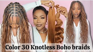 I Got the Color 30 Braids! 😍Perfect Summer Vacation Boho Knotless Braiding Hairstyle |Eayon Hair