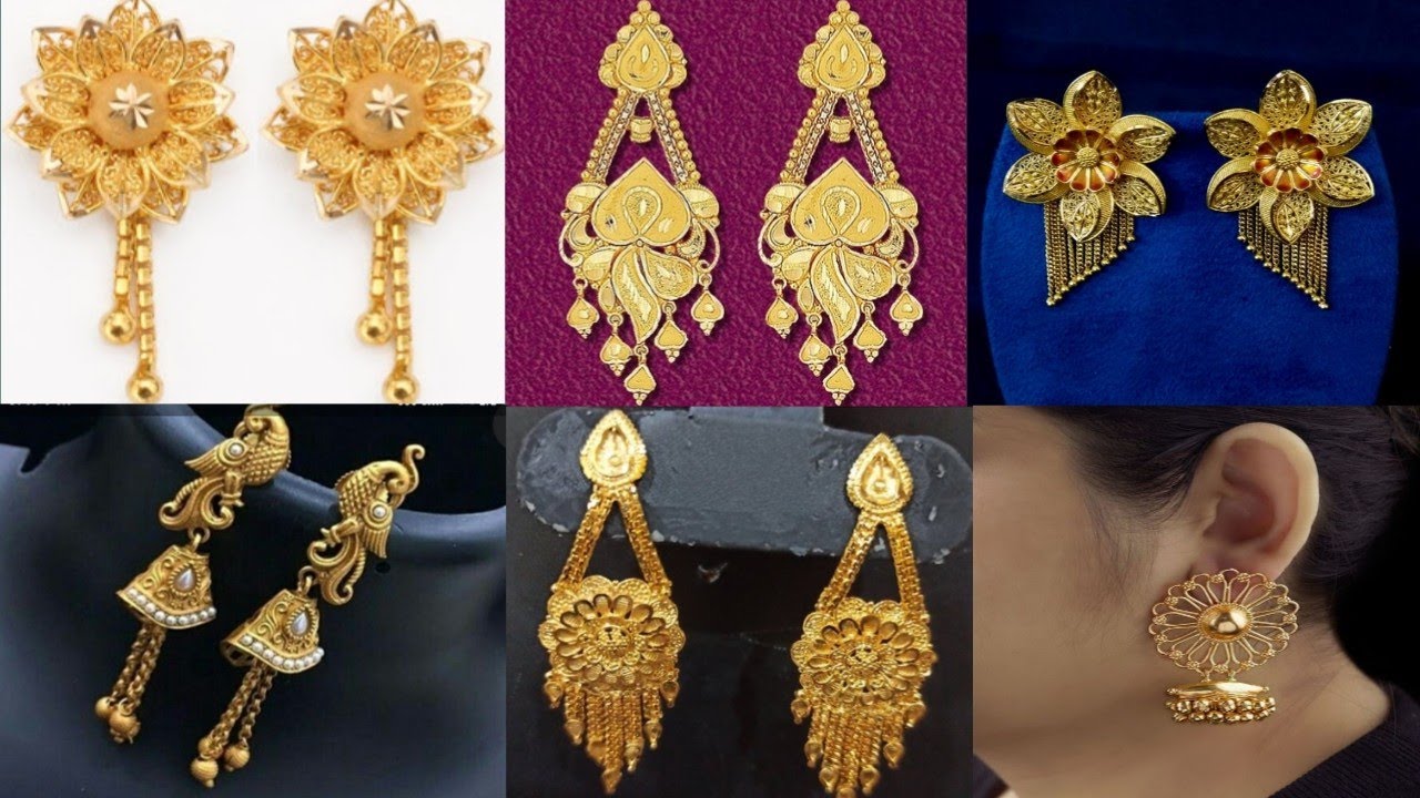 stud gold earring design/gold stud design/fashion jewellery ...