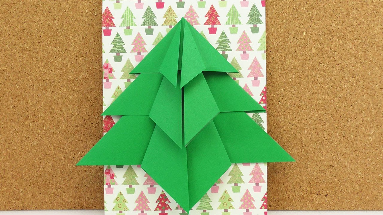 Weihnachtsbaum Falten Origami Tanne Selber Machen Weihnachtskarte Dekoration Diy