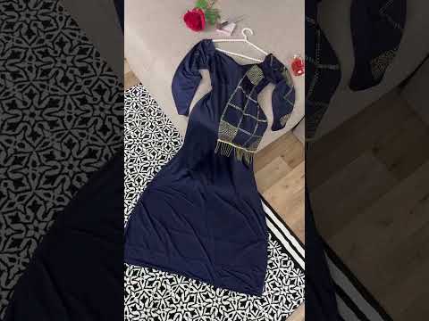 فستان سهره ناعم تطريز فصوص ذهبي فساتين مطرزه فساتين محجبات فستان عيد