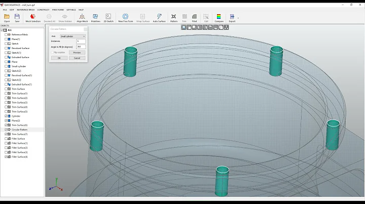 QS Tutorials: Circular Pattern -  How to do Reverse Engineering with QUICKSURFACE