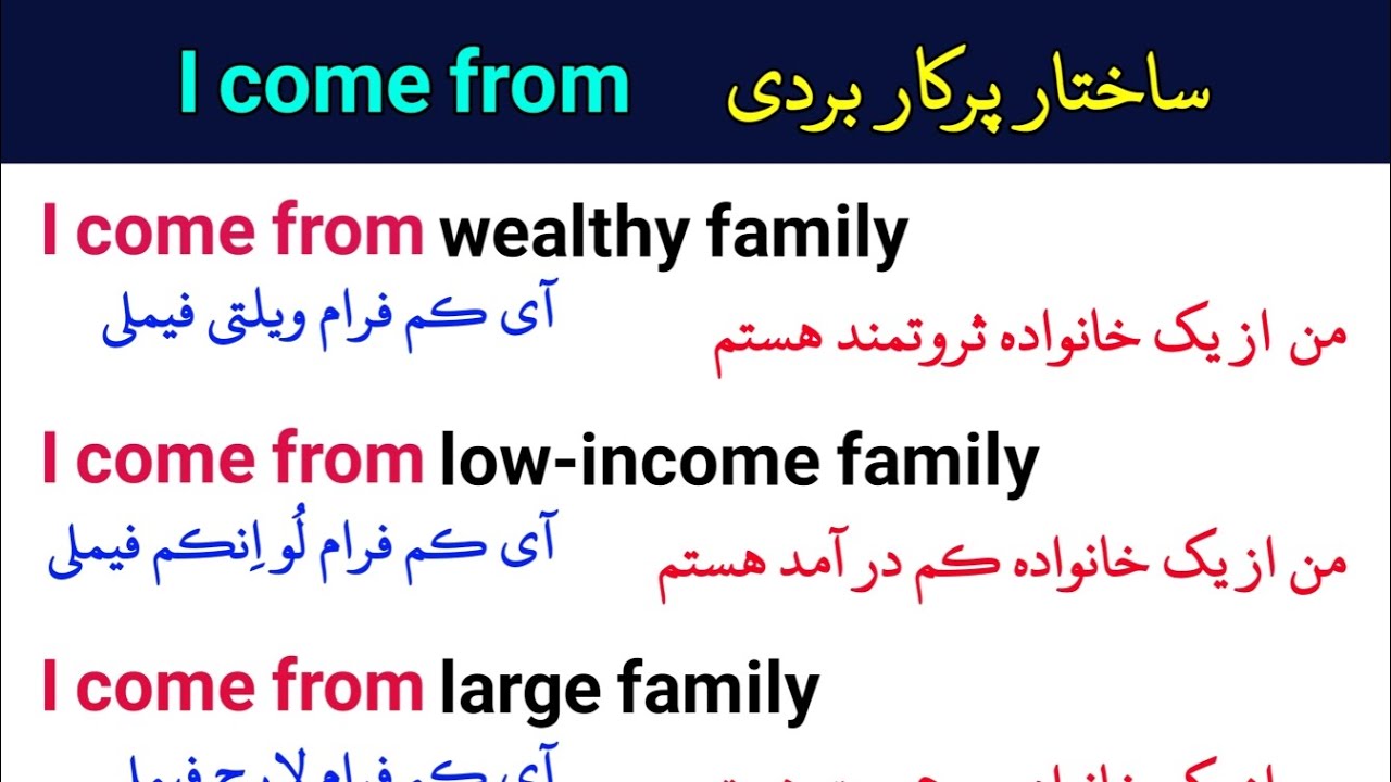ساختار پرکاربردی - I come from در زبان انگلیسی || #آموزش_زبان_انگلیسی # ...