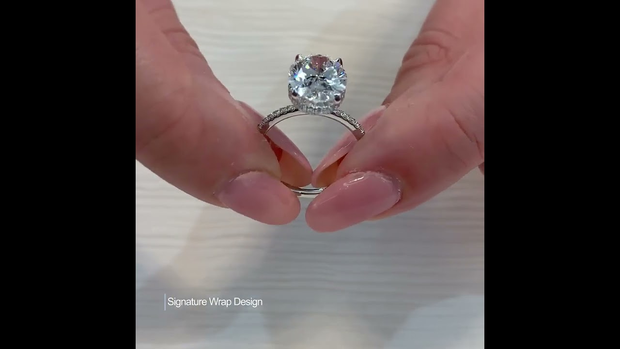 3.52 carat Oval Lab Diamond Signature Wrap Engagement Ring