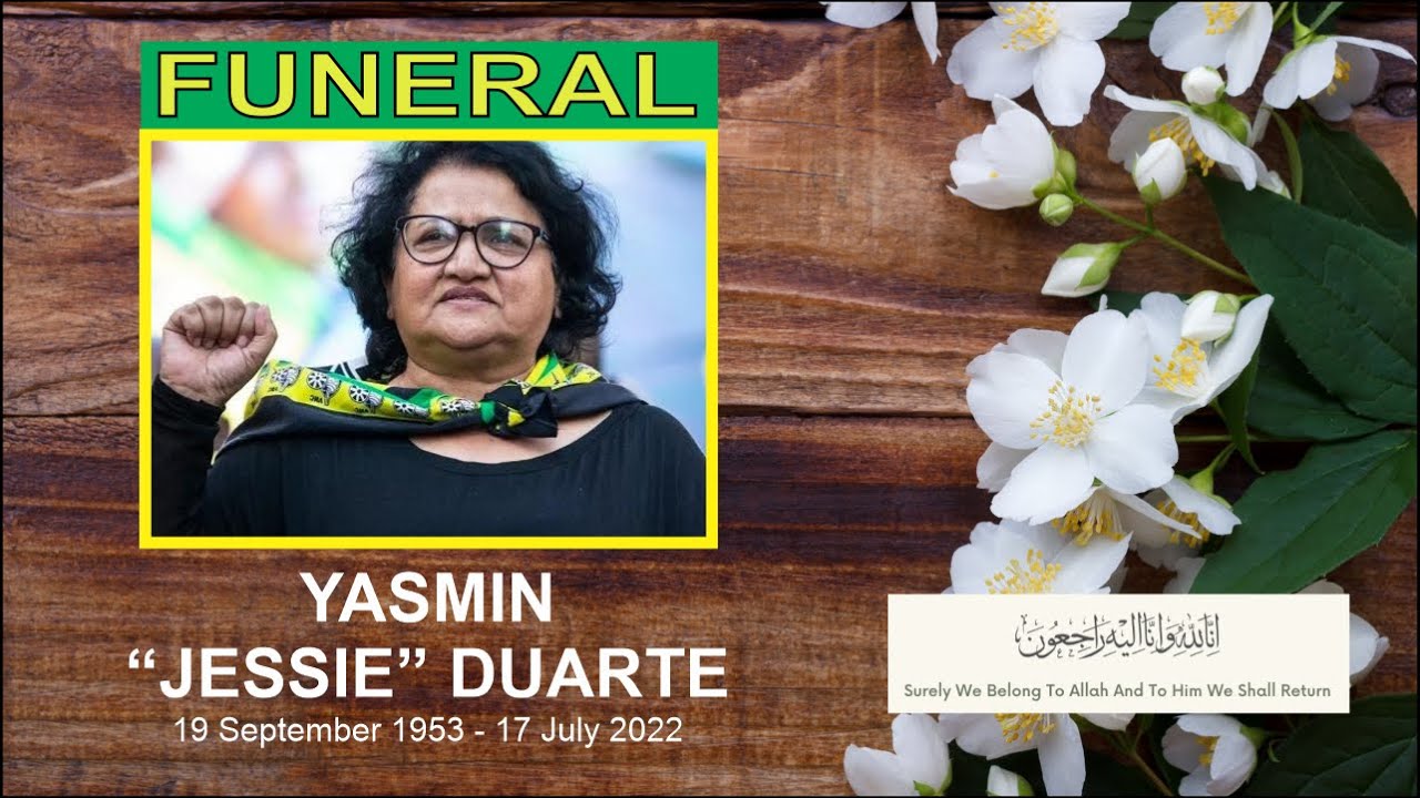 Funeral Of Yasmin "Jessie" Duarte YouTube