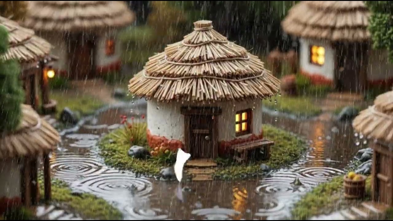 Refreshing Daytime Rain at a Bamboo Cottage – Natural Sounds for Relax & Study