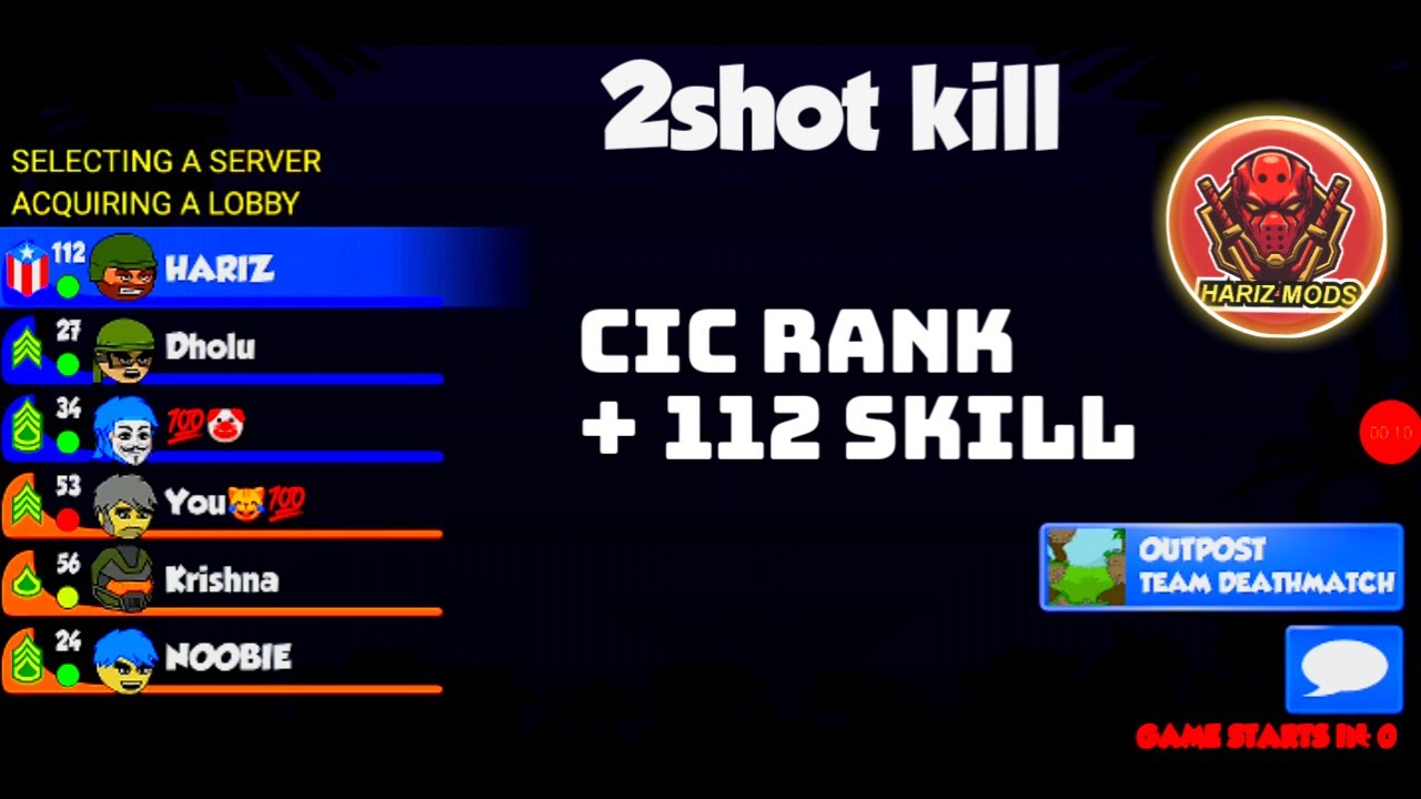 MINI MILITIA TWO SHOT KILL + SKILL RANK MOD V4.2.8 | HARIZ MODS シ︎ | LINK IN THE DESCRIPTION