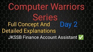 Computer lecture Day 2 most important topics for Jkssb FAA exam . Kindly subscribes to my channel ✅💯