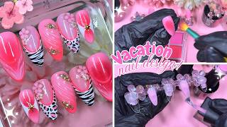 VACATION AURA ANIMAL PRINT NAIL ART DESIGN| IBIZA NAILS| PRESS ON NAILS TUTORIAL