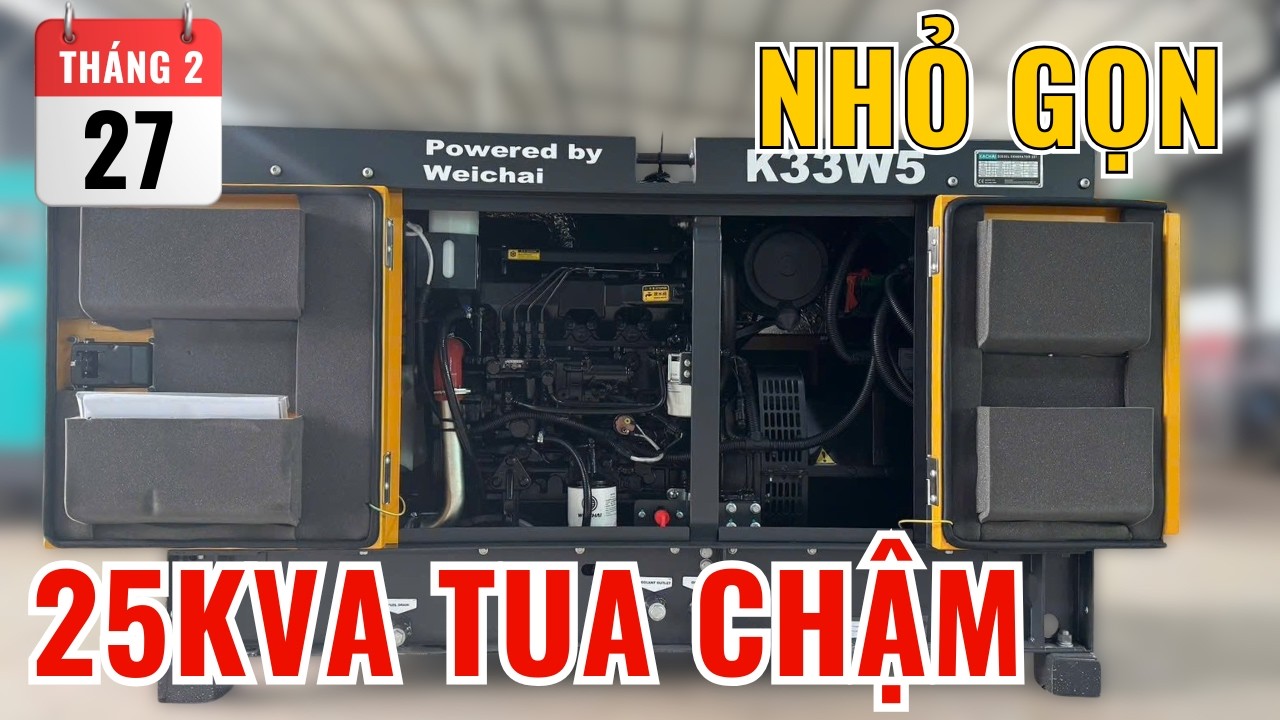 Máy phát điện 30kva tua chậm nhỏ gọn nhẹ dùng chuyên gác xe container lạnh 2026 | LH : 0901352121