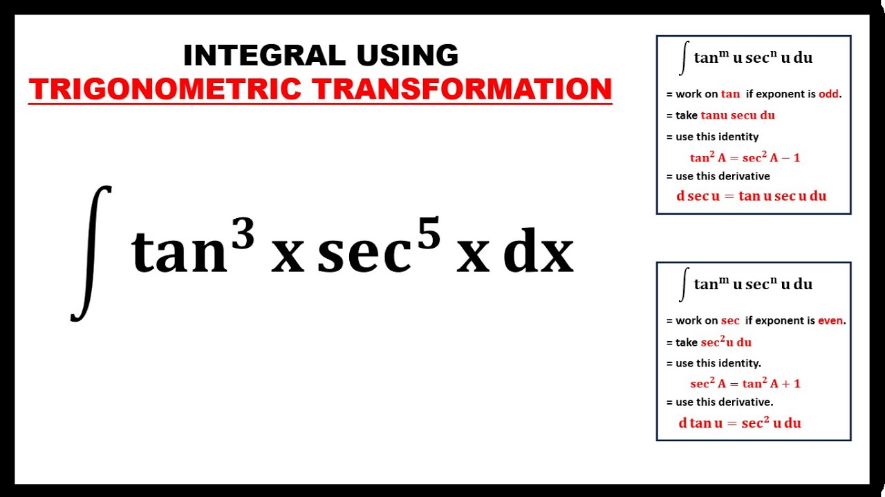 INTEGRAL OF TAN(X)SEC(X) || TRIGONOMETRIC TRANSFORMATION