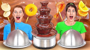 THỬ THÁCH THÁP PHUN SÔ-CÔ-LA || Đô Ăn Thật Vs Sô-cô-la Trong 24 Giờ Từ 123 GO! CHALLENGE