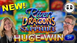 NEW SLOT MACHINE!! RIVER DRAGONS JADE & SAPPHIRE!! NEW FEATURES & FRED CAT GETS A BIG BONUS!
