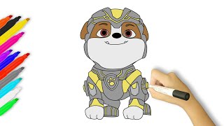 How to Draw Rubble | Paw Patrol The Mighty Movie