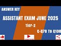 Puducherry Assistant Exam 2025 Answer Keys 70 100