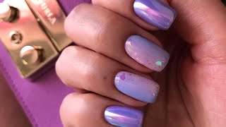 Rainbow nails/applicazione pigmento aurora/semplice decoro unghie/радужная втирка/утирка единорог