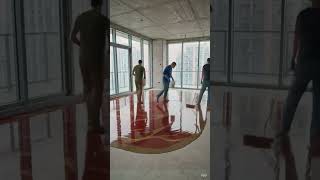 Red &amp; Gold Epoxy Floor Transformation 🤯 Luxury Living Room Makeover