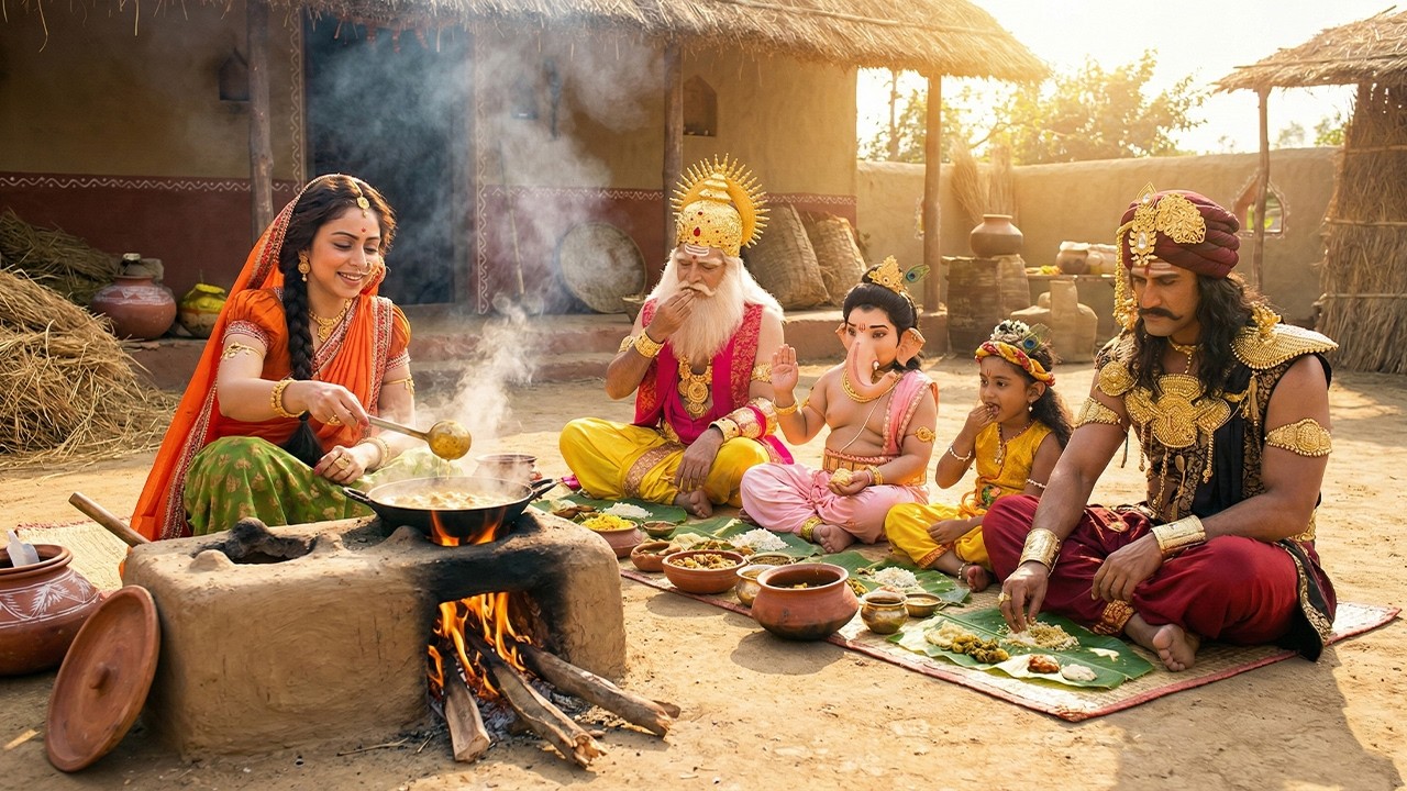 बाल कान्हा ने गणेश जी को मैया यशोदा के हाथ का बना हुआ भोजन करवाया | यशोमती मईया के नंदलाला | Krishan