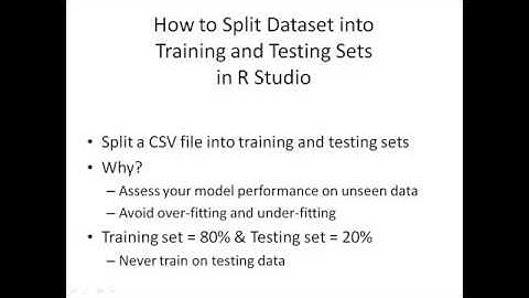 How to Split Data into Training and Testing Sets In R Studio