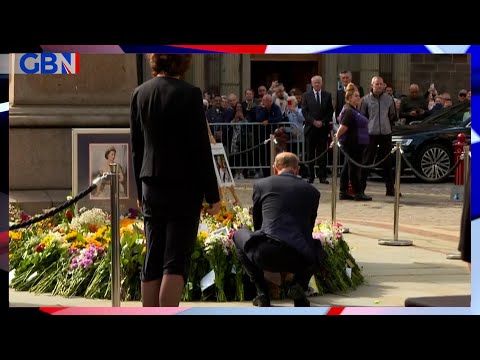 The earl and countess of wessex visit queen elizabeth ii tribute at st ann’s square in manchester