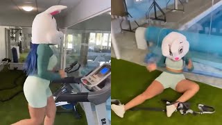 Stefflon Don In The Gym Showing Her Workout Routine Wearing A Bunny Mask Audio Saviours