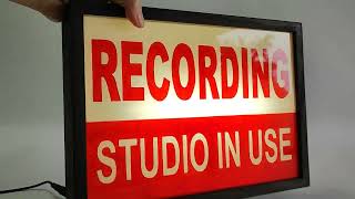 Recording Studio In Use Lightbox Sign, Vintage Style Music Studio Signage In Red