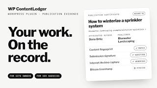WP ContentLedger: Publication Evidence for Every WordPress Post
