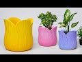 Easy cement planter Making || Cement flower vase - Gypsum flower vase making