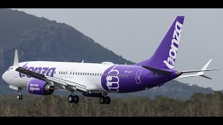 Bonza Airline 737-8 Max &#39;Shazza&#39; Arrives at Sunshine Coast Airport.